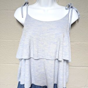 NWT J.Crew Merino Wool Knit Crop Top Tiered Tie Straps Babydoll Size M